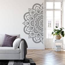 Mandala Wall Art Sticker Half Mandala Wall Decal Large Vinyl Etsy Simple Wall Paintings Mandala Wall Art Wall Paint Designs