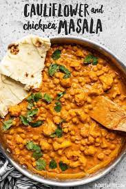 Easy Cauliflower And Chickpea Masala Recipe Vegetarian Recipes Healthy High Protein Vegetarian Recipes Recipes