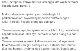Berikut ini kami berikan contoh pidato singkat bahasa indonesia tentang pendidikan. Pidato Bahasa Jawa Tentang Guru Ilmu