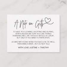 A Note On Gifts Wedding Wishing Well Card Heart Zazzle Com In 2021 Wishing Well Wedding Wedding Invitation Enclosure Cards Wedding Gift Money