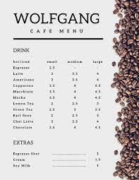 White Minimalist Coffee Beans Cafe Menu Cafe Menu Design Coffee Shop Menu Coffee Menu