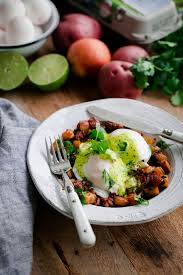 Only leave about a teaspoon of the fat to cook the eggs. Chorizo Hash Eggs Benedict With Cilantro Hollandaise A Beautiful Plate