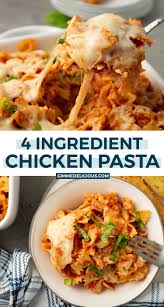 All you need is leftover chicken, a little imagination and you will have a feast for the whole family! 4 Ingredient Chicken Pasta Casserole Gimme Delicious