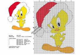 Tweety Bird Cross Stitch Pattern Christmas Tweety Bird Free Cross Stitch Pattern 74x97 Cross Stitch Disney Cross Stitch Cross Stitch Patterns