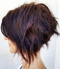 Uneven Tousled Burgundy Brown Bob Thick Hair Styles Messy Bob Hairstyles Haircut For Thick Hair