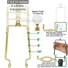 How to connect the harp to a lamp, title: 7 8 9 10 Inch Lamp Shade Harp Holder Adjustable Gold Lamp Harp Fits Both E26 Light Base Uno Fitter Adapter And Saddle Base Brass Color Uno Fitter Adapter Finial Set Pricepulse