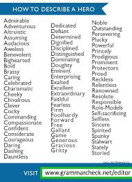 How To Describe A Hero Thank You Www Onemoreexclamation Com Descriptive Writing Writing Words English Writing Skills