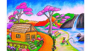 Di masa lalu, banyak lukisan menggambarkan kengerian, ketakutan, dan ramalan buruk. Cara Menggambar Pemandangan Rumah Dan Air Terjun Dengan Gradasi Warna Oil Pastel Drawing Waterfall Youtube