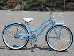 Cruiser Bike With Basket Blue 26 Deluxe Beach Cruiser Model Tahiti With White Basket Cruiser Bike Beach Cruiser Tandem Bike