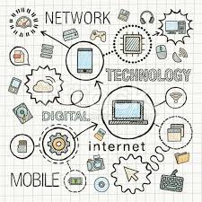 Technology Hand Draw Integrated Color Icons Set Vector Sketch Drawing Technology Vector Sketch Technology Wallpaper