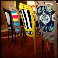 I Love That They Are All The Same Chair But Different Colors Fabrics Hmmm Refurbished Dining Chairs Home Decor Funky Furniture Kick back and relax in an accent chair or slipper chairs for your living room or bedroom.