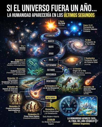 En comparación con la edad de la Tierra, los humanos viven apenas unos  segundos. En comparación con la edad del universo, los humanos viven y  mueren instantáneamente.