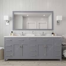 99 tools & home improvement 78 Double Bath Vanity In Grey With Dazzle White Quartz Top And Square Sink With Mirror