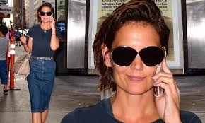 Katie Holmes is summer chic in denim skirt and sandals in NYC | Daily Mail  Online
