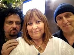 My wife Kathleen and I at the Toto concert at the Greek Theater. With Steve  Lukather, Shannon Forrest, Mike Landau, Karen Landau, Michael Sherwood and  Cj Vanston.