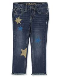 Vigoss Girls Glittery Star Fray Ankle Skinny Jeans