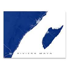 Riviera Maya Map Print Mexico Colors Map Print Map Art Print Riviera Maya