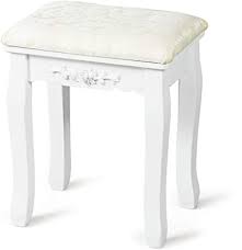 Covering a bathroom vanity stools. Amazon Com Giantex Vanity Stool Makeup Bench Dressing Stools Retro Wave Foot Floor Pad For Scratch Solid Pine Wood Legs Thick Padded Cushioned Chair Piano Seat Bathroom Bedroom Large Vanity Benches White Kitchen