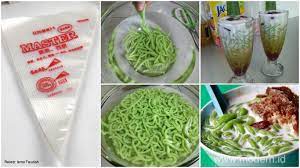 · 120 gram tepung hunkwe · 25 gram tepung beras · 1 sdt pasta pandan · 700 ml air · 1 sdt garam · secukupnya es batu · bahan saus gula merah:. Cara Membuat Cendol Tanpa Menggunakan Cetakan Modern Id