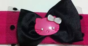 Diger Paper Faces Pembe Hello Kitty Siyah Fiyonk Fusya Sac Band Sacbandi Bandana Sacbandaji Siyah Saten Fiyonk Puantiyeli Fiyonklar Hello Kitty Pembe
