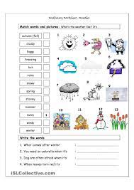 Vocabulary Matching Worksheet Weather Ejercicios De Espanol Ejercicios Para Aprender Espanol Las Estaciones En Ingles