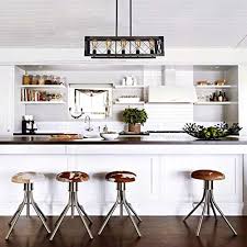 Baiwaiz Rustic Wood Chandelier Metal Rectangle Dining Room Chandelier Lighting Farmhouse Kitchen Pendant Island Light Farmhouse Goals