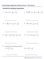 This is a math pdf printable activity sheet with several exercises. Evaluating Algebraic Expressions Worksheets