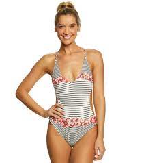 Vince Camuto Blossom Stripes Double Cross Back One Piece Swimsuit At Swimoutlet Com