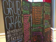 Gift card display for silent auction. Restaurant Gift Cards Taking Up Valuable Table Space Try A Grub Grab Beahm Auction Group