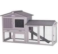 Outdoor Hutch Indoor/Outdoor Rabbit Hutch With Pull-Out Tray & Attached Run  - Weatherproof Bunny Cage For Rabbits, Chickens & Small Pets Chicken Coop  ...
