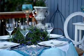 Decorate each plate with a starfish, tied with a blue cord on the napkin. Romantic Outdoor Dining Table Setting With A Beach French Boho Vibe