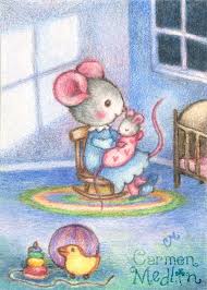 Oe Print Rock A Bye Baby Cute Drawings Mouse Drawing Bunny Art