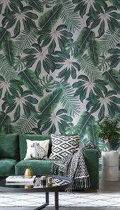 Mixed Tropical Leaves Wallpaper Mural Murals Wallpaper Wallpaper Bedroom Feature Wall Wallpaper Interior Design Green Interior Design