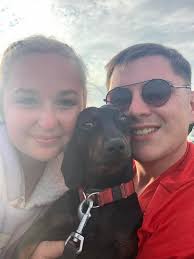 Here's Paula Isaac with her dog. She's entered the selfie dog portrait  competition to win a painting of the selfie. Add a selfie in the comments  box below to enter or send