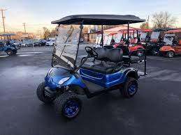 Mike S Golf Carts 2015 Yamaha 48v Electric Golf Cart 3 Lift Blue Black Fade Extended Roof With Warranty 5600 With Good Tested Used Trojan Batteries 6500 With Brand New Trojan Batteries Professional