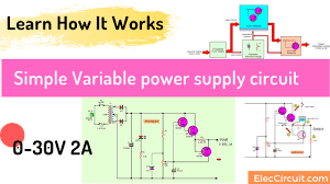 Often more than one dc voltage is required for the operation of electronic circuits. Simple Variable Power Supply Circuit 0 30v 2a Eleccircuit Com