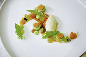 Apple Cremeux With Toffee Apple Tapioca Baked Baby Apple Calvados Creme Anglaise Ice Cream Genuss Florian