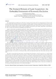 Pdf The Eminent Domain Of Land Acquisition An Embedded Instrument Of Economic Exclusion