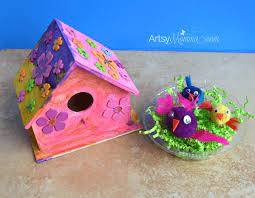 Welcome spring with this cheerful little bird house craft, simple enough for young crafters. Easy Wooden Birdhouse Craft For Kids Artsy Momma