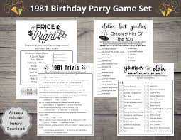 Watch jeffrey wright wrestle with a pressing question: 1981 40th Birthday Party Game Set Born In 1981 Birthday Etsy In 2021 40th Birthday Party Games Birthday Party Games 40th Birthday Parties
