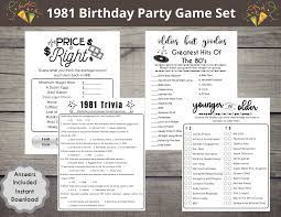 Please take this fun quiz about some of the top 100 songs from the u.s. 1981 40th Birthday Party Game Set Born In 1981 Birthday Etsy In 2021 40th Birthday Party Games Birthday Party Games 40th Birthday Parties