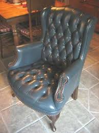 Navy Blue Leather Wingback Chair On Popscreen