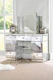 Valeria Luxury Mirrored Dressing Table Desk Mirrored Bedroom Furniture Mirrored Furniture Dressing Table Desk