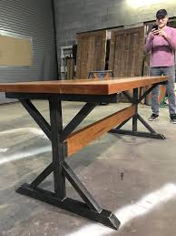 6ft Long Custom Beautiful Cherry Wood Desk With Steel Base Etsy In 2020 Cherry Wood Desk Metal Base Dining Table Wood Drafting Table