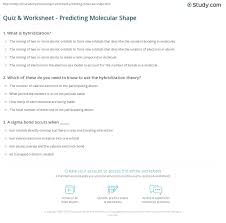Geometry activities are great for making shapes fun. Quiz Worksheet Predicting Molecular Shape Study Com