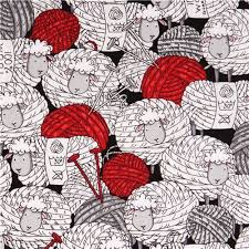 Black Ball Of Wool Sheep Fabric Timeless Treasuresusa Tissu Mouton Tricot Humour Mouton Dessin