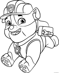 Free printable worksheets for your students. Running Rubble From Paw Patrol Coloring Pages Printable