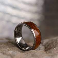 Whiskey Barrel Oak Wood Men S Titanium Wedding Band In Stock Titanium Wedding Rings Titanium Wedding Band Mens Mens Wedding Rings