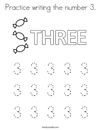 Practice Writing The Number 3 Coloring Page Twisty Noodle Writing Practice Writing Numbers Preschool Writing