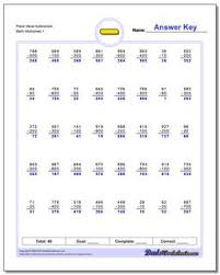 Place Value Subtraction Worksheets